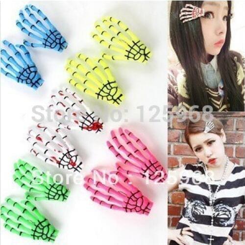 Free Shipping!New Arrive 100pcs/lot Halloween Skeleton Hand Bone Hair Clip Hairclip Womens Hair Accessories