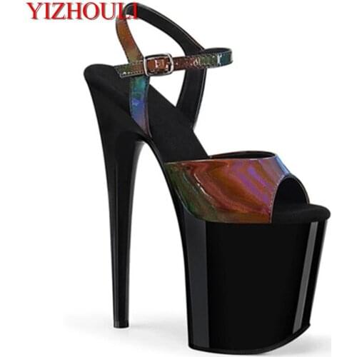 8 inch summer peep-toe heels, 20 cm baking soles, gradient vamp, pole dancing party nightclub sandals