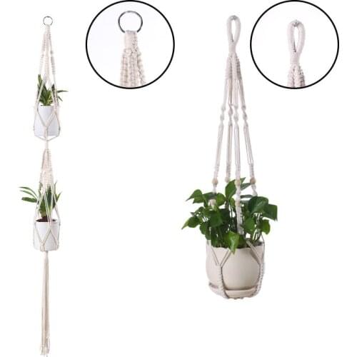 Flower pot net pocket cotton rope hand woven green plant hanging basket straight hair