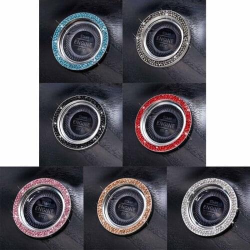 Car Start Ignition Button Decor Ring Cover Shiny 2 Row Rhinestones One-key Start Stop Car Key Ignition Starter&Knob Ring