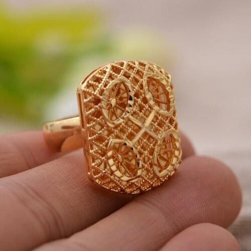 Ethiopian 24k Gold Ring Gold Color Exquisite Ring For Women Man Jewelry India/Ethiopian/African/Nigerian/Israel Christmas Girls