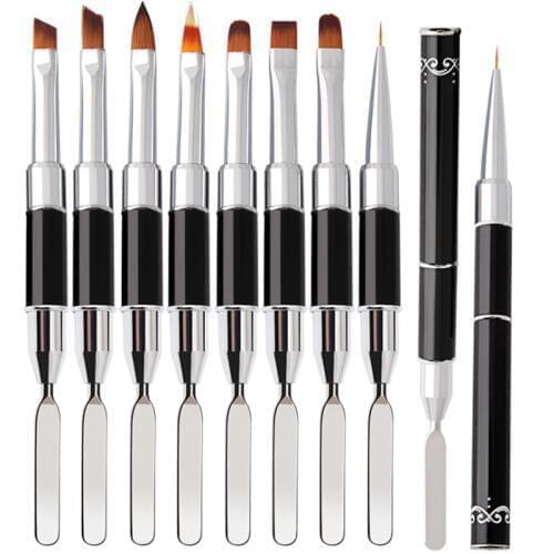 Hot Sale Nail Phototherapy Pens Nail Art Brush Liner Dotting Builder Flat Crystal Painting Carving Pen UV Gel Manicure Tools 1PC