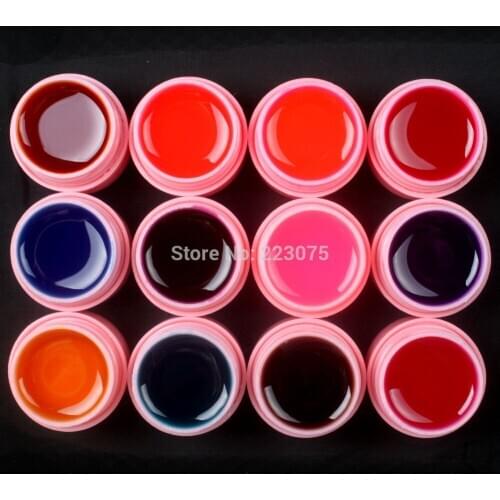 Hot DIY Professional 12 Pcs Mix Colors Glass UV Builder Gel Acrylic Set for Nail Art Tips New white pot Set