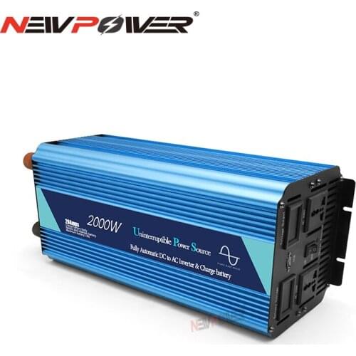 Off Grid Inverter with Charger, Surge Power 2000W DC12V/24V AC110V/220V Pure Sine Wave Power Inverter with charge function