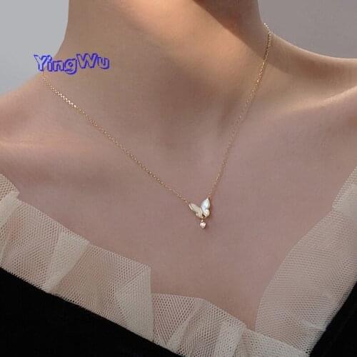 Exquisite Butterfly Necklaces Jewelry Round Beads CZ Zircon Clavicle Choker Necklace for Women