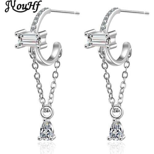 JYouHF 2020 New Fashion Long Chain Water Droplets Pendant Tassel Earrings for Women Elegant Gold Silver Color Stud Earrings Gift