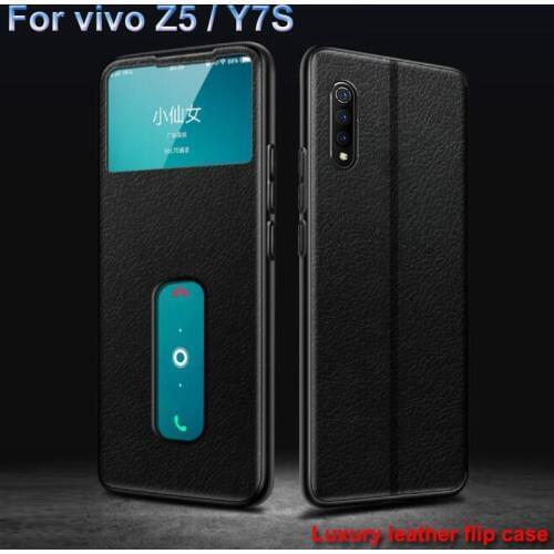 Open window leather phone case For vivo Z5 cover vivoZ5 flip cases For vivo Y7S back cover for vivo Y7 S vivoY7S stand case