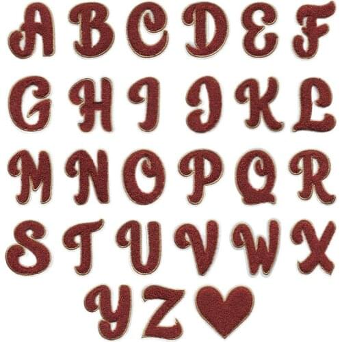 Red Towel Embroidered Letters Iron on Patch Applique Alphabet Patches for Kid Clothing Bags Diy Name Badge Patch Accessories