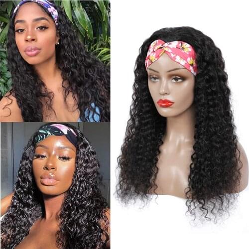 Curly Headband Wig Human Hair Wigs for Black Women Brazilian Curly None Lace Front Wigs Gluelees Remy Hair Headband Wig