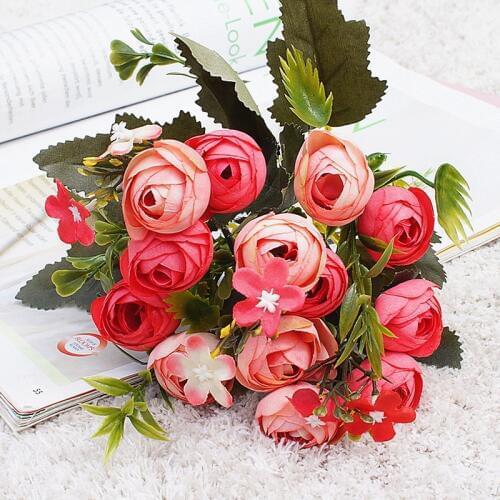 5 fork small tea roses flower vases for wedding home decoration display artificial flower wholesale Scrapbooking bridal bouquet