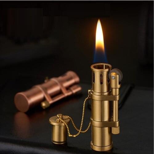 Metal Kerosene Lighter Cylindrical Design Craft Pendant Windproof Gasoline Lighter Outside Accessories