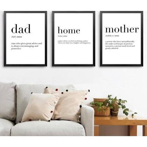 Minimalist Family Definition Quotes Canvas Painting Black and White Poster Print Nordic Wall Art Pictures Living Room Home Decor