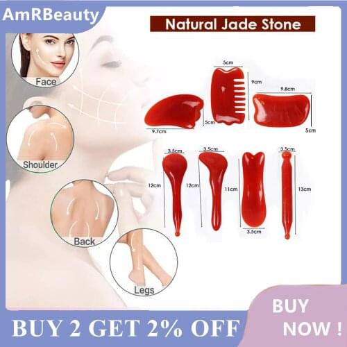 Multicolor Natural Jade Facial Beauty Scraping Massage Tools Firm Skin Care Face Gua Sha SPA Physical Therapy Gue Che Roller