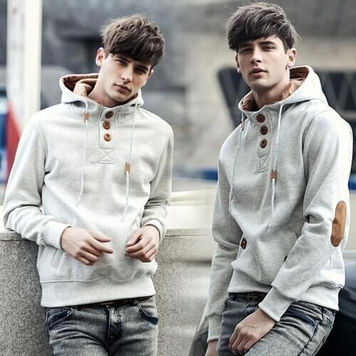 2020 New Fashion Men Autumn Winter Loose Warm Long Sleeve Hooded Button Sport Sweatshirt Pullover Men Clothing Hooded Pullover