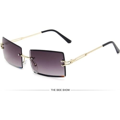 2021 New frameless cut-edge sunglasses ladies square net red gradient color sunglasses trend street photography glasses uv400