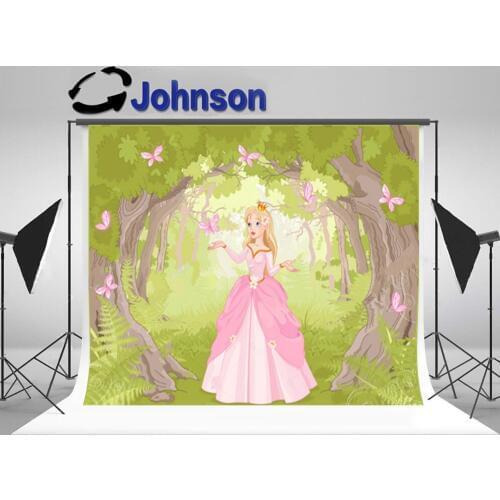 Charming Princess Fantastic Wood Surrounded Butterflies background Vinyl cloth High quality Computer print wall backdrops