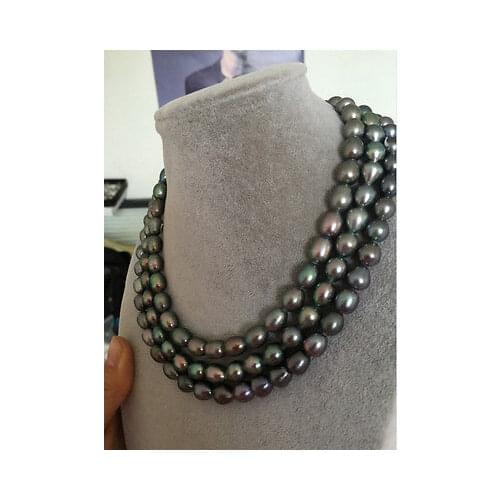 48inch14kgp 9-10mm south seas baroque peacock green pearl necklace