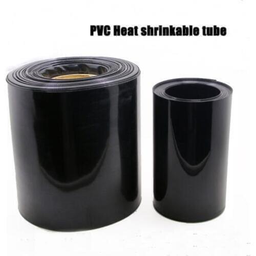 Custom PVC Heat shrinkable tube 0.1MM thickness 17-900mm Flat width black 18650 lithium battery pack