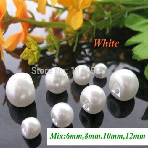200Pcs/lot Side Hole Milk White Pearl Buttons mix 4 Size Round Garment Sewing Buttons Jewelry Accessories Scrapbooking