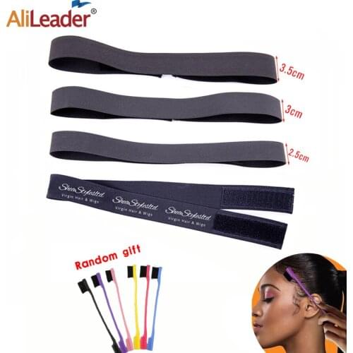 Alileader Elastic Band For Edges Adjustable 3Pcs Elastic Headband For Melting Lace Front Wig Double Sided Eyebrow Brush Comb
