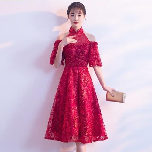 Sexy Lace Cocktail Dresses Short Luxury Women Elegant Halter Cocktail Dress Knee Length Graduation Dresses Prom Party Dress