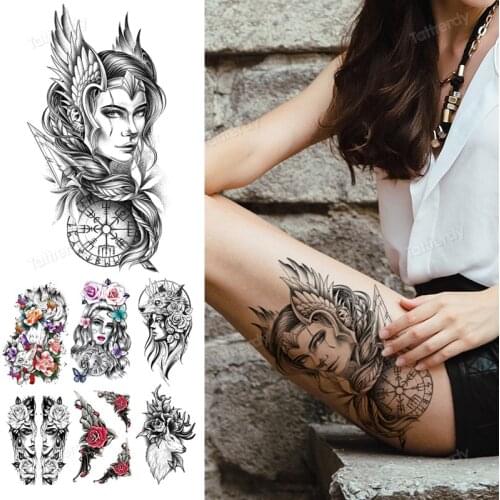 Tattoo and body art stickers big temporary tattoos leg thigh arm sleeve sexy tatoo for women men beauty fake tattoo sketch girl