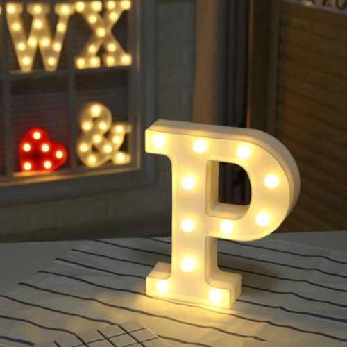 Warm Light Letters DIY LED Holiday Lighting Alphabets A-Z Heart Symbol Plastic LED Lights Bedroom Wedding Party Festival Decor