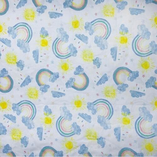 Good White Bottom Rainbow cloud pattern 100%Cotton Fabric Digital Printing Sewing Material Children Fabric Diy Dress Clothing