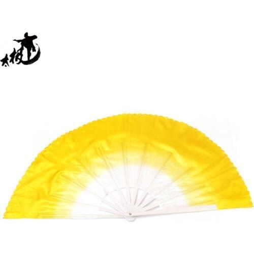 1 pair gradually changing color folding Tai Chi fan Double Hand Fans, Kung Fu dancing mulan training acting fans