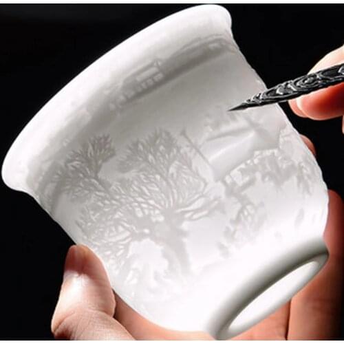 Vintage Zen Tea Cup White Porcelian Teacup Carving Carved Ceramic Bowl Dragon Phoenix Wukong Mug Teaware Set 160 ml 220 ml