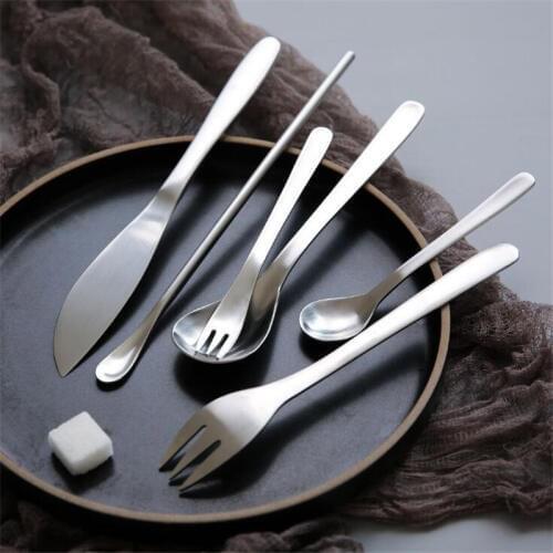 High Quality Matte Knife Fork Set Scrub Stainless Steel Knife Fork Rose Gold Spoon Matte Matching 2019 New