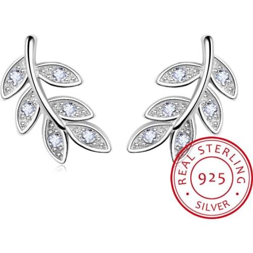 LEKANI 925 Sterling Silver Micro Zirconia Leaves Earrings For Women Gift Fine Jewelry oorbellen Boucle d'oreille S-E546