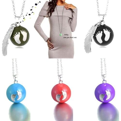 Angel Bola Oil Music Bell Ball with Baby Foot Angel Wing Cute Fashion Necklace for women