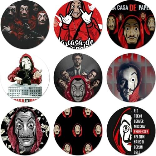 58mm La Casa De Papel Icons Pins Badge Decoration Brooches Metal Badges For Clothes Backpack Decoration