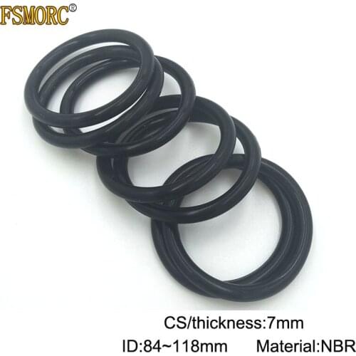 10pcs 7mm Thickness CS Nitrile Rubber O Rings ID 84 85 86 90 91 92 96 100 103 106 109 112 115 118mm NBR o ring sealing Gasket