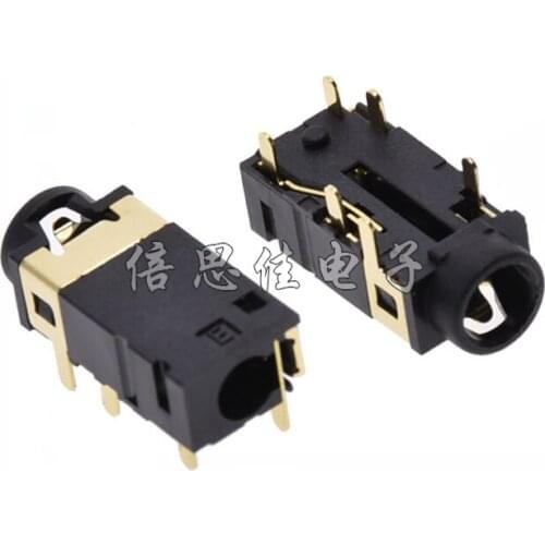 20pcs/Earphone socket 3.5 Audio socket PJ-342B 6 Pin Belt column Headset Female seat