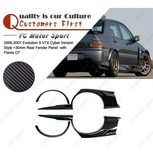 Carbon Fiber VTX Cyber Version Style +30mm Rear Fender Panels & Flares 6pcs Fit For 2006-2007 Evolution EVO 9 Rear Fender Kit