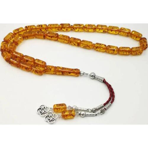 Ambers Color Resin tasbih Muslim rosary Popular Style metal tassels Luxury gift for Eid Father present Mens Bracelets