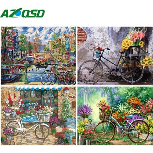 AZQSD Coloring By Numbers Bicycle Canvas Painting Kits Decor For Home Painting By Numbers Scenery Wall Art