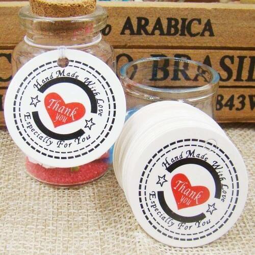 White Candy paper tags/Thank You kraft handmade with love label tags cards Especially for you wedding note gift paper hang tag