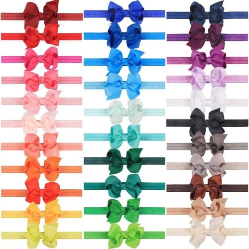 XIMA 50pcs/lot 3'' Hair Bows Elastic Headbands Soft Stretch Headband Kids Hair Accessories Hair Bows