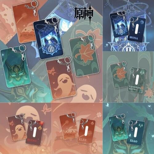 Hot Anime Genshin Impact Paimon Abs Student Id Bus Bank Card Holder Keychain Case Cover Pendant Toy Decor Cosplay Gift Keyring