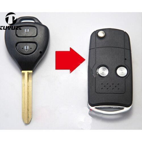 2 Buttons Blank Modified Flip Remote Key Shell For Toyota Corolla RAV4 New Vios FOB Car Key Case