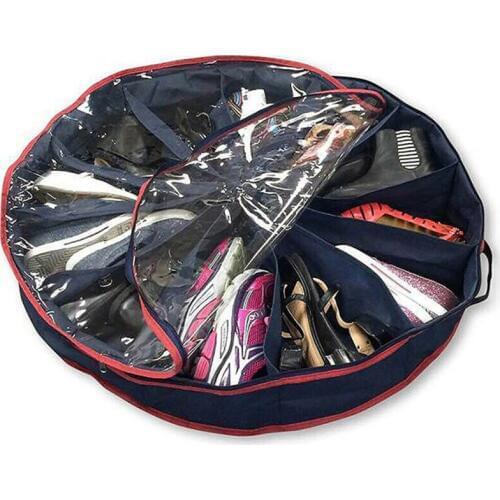 12 Pairs Shoes Round Storage Organizer Holder Multifunction Clear Visible Container Under Bed Closet Box Bag