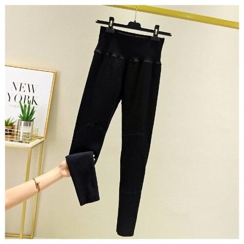 2021 Women Autumn Winter Fashion Slim Leggings Female Long Solid Color Trousers Ladies Thicken Warm Skinny Leggings Pants E366