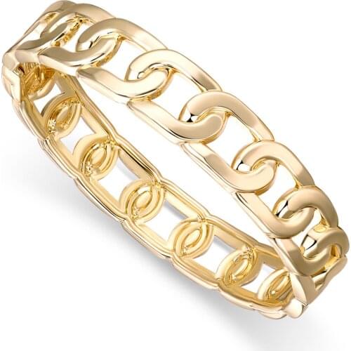 Fashion Oval Chains Shape Gold Plated Charm Statement Bracelet Cuff Bangle for Women Girls Trendy Love Bangle Bracelet Jewelry