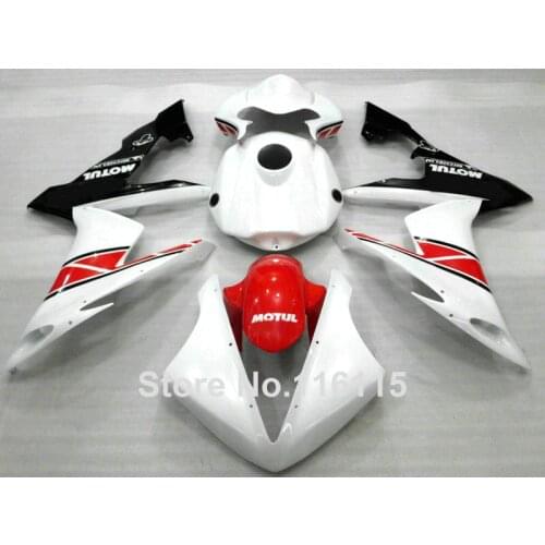 MOTOMARTS high quality fairings set for YAMAHA YZF R1 2004 2005 2006 black white red fairing kit R1 04 05 06 CY49 Full injection