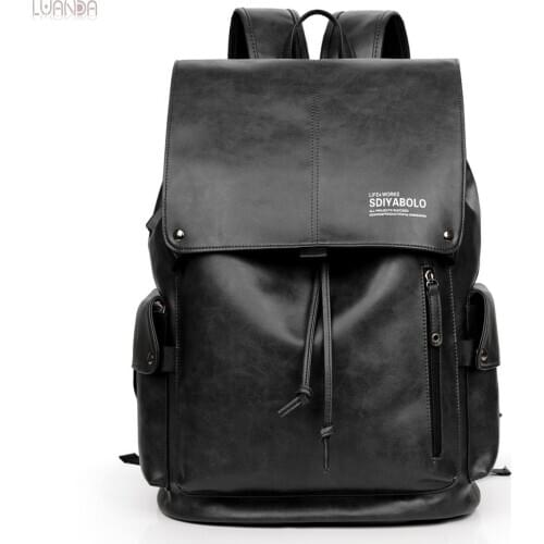 Men Backpack External USB Charge Waterproof Backpack Fashion Leather Travel Bag Casual School Bag leather bookbag Shoulder Bag
