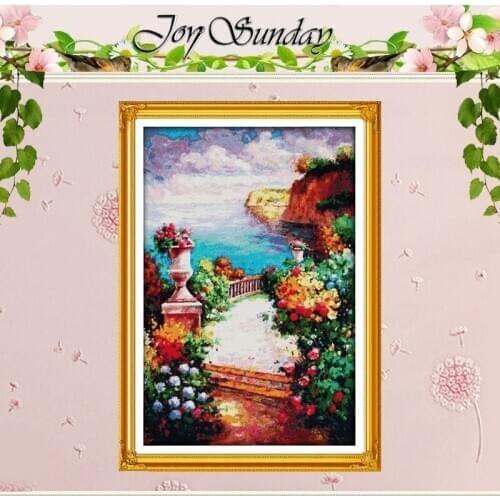 The Beach Path Among the Flowers Counted Cross Stitch 11CT 14CT Cross Stitch Set Scenery Cross-stitch Kit Embroidery Needlework