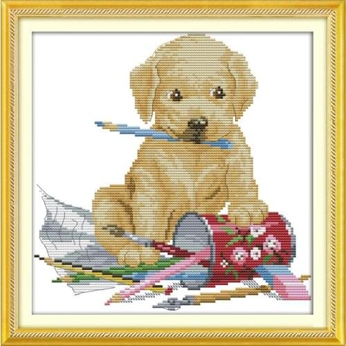 Dog painting cross stitch kits cute animal counted 18ct 14ct embroidery DIY handmade needlework craft tool plus